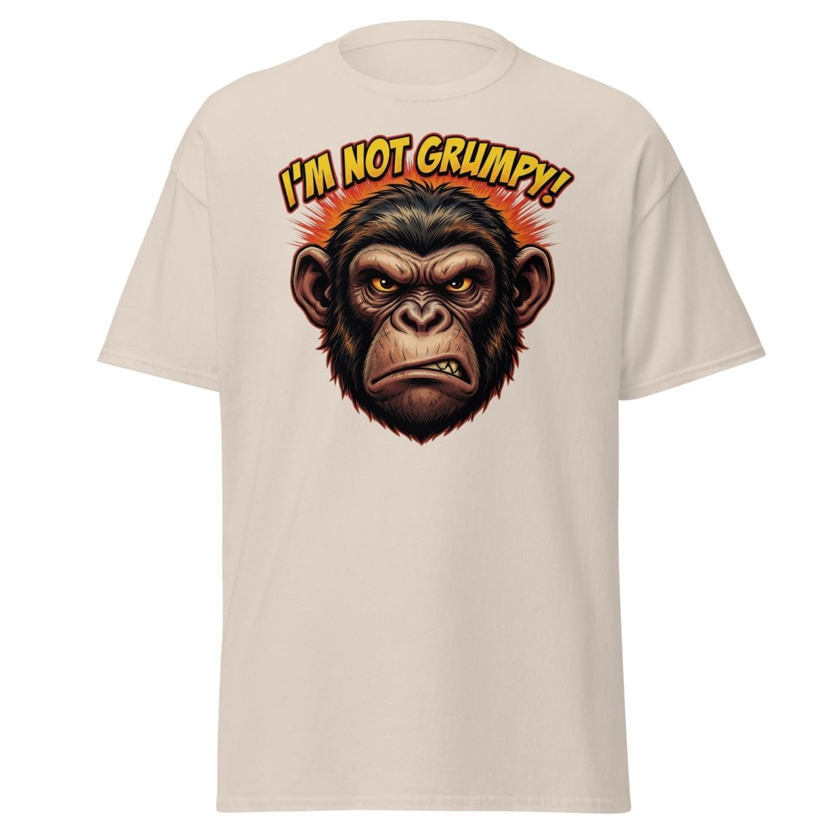 I'm Not Grumpy Monkey T-Shirt | Funny Chimp Tee - Natural - TeeRipple