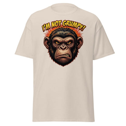 I'm Not Grumpy Monkey T-Shirt | Funny Chimp Tee - Natural - TeeRipple