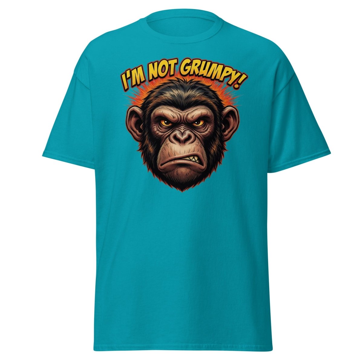 I'm Not Grumpy Monkey T-Shirt | Funny Chimp Tee - Tropical Blue - TeeRipple