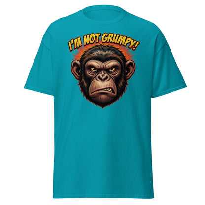 I'm Not Grumpy Monkey T-Shirt | Funny Chimp Tee - Tropical Blue - TeeRipple
