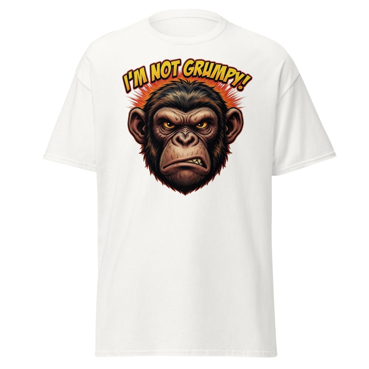 I'm Not Grumpy Monkey T-Shirt | Funny Chimp Tee - White - TeeRipple
