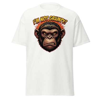 I'm Not Grumpy Monkey T-Shirt | Funny Chimp Tee - White - TeeRipple