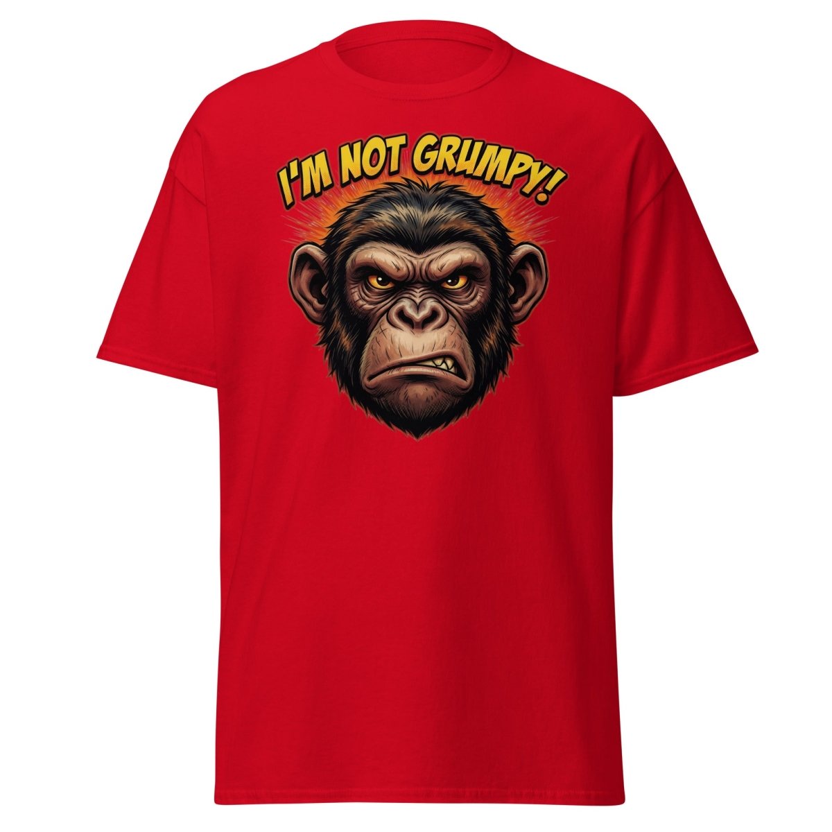 I'm Not Grumpy Monkey T-Shirt | Funny Chimp Tee - Red - TeeRipple