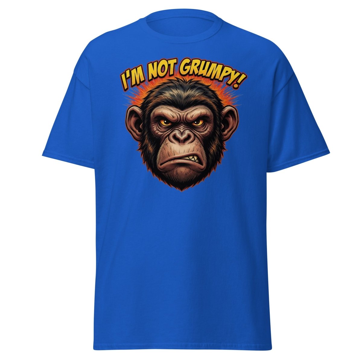 I'm Not Grumpy Monkey T-Shirt | Funny Chimp Tee - Royal - TeeRipple