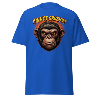 I'm Not Grumpy Monkey T-Shirt | Funny Chimp Tee - Royal - TeeRipple