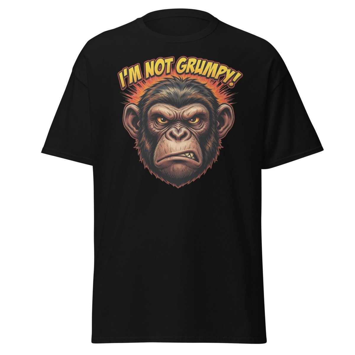I'm Not Grumpy Monkey T-Shirt | Funny Chimp Tee - Black - TeeRipple