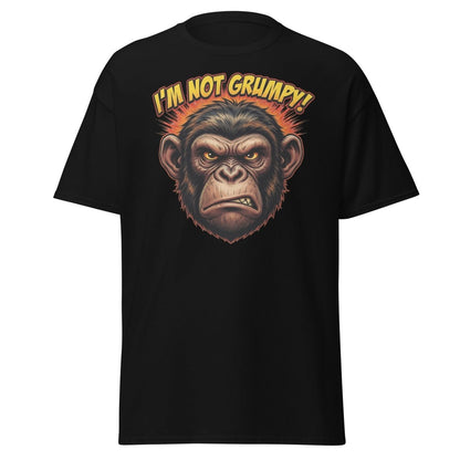 I'm Not Grumpy Monkey T-Shirt | Funny Chimp Tee - Black - TeeRipple