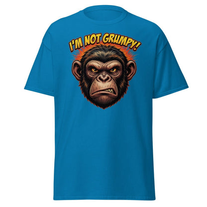 I'm Not Grumpy Monkey T-Shirt | Funny Chimp Tee - Sapphire - TeeRipple