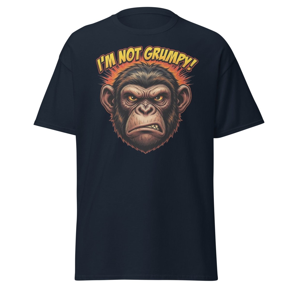 I'm Not Grumpy Monkey T-Shirt | Funny Chimp Tee - Navy - TeeRipple