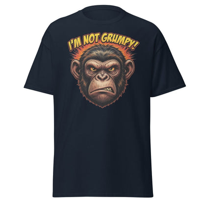 I'm Not Grumpy Monkey T-Shirt | Funny Chimp Tee - Navy - TeeRipple