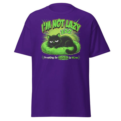 I'm Not Lazy Cat T-Shirt - Funny Lazy Inspiration Tee - Purple - TeeRipple