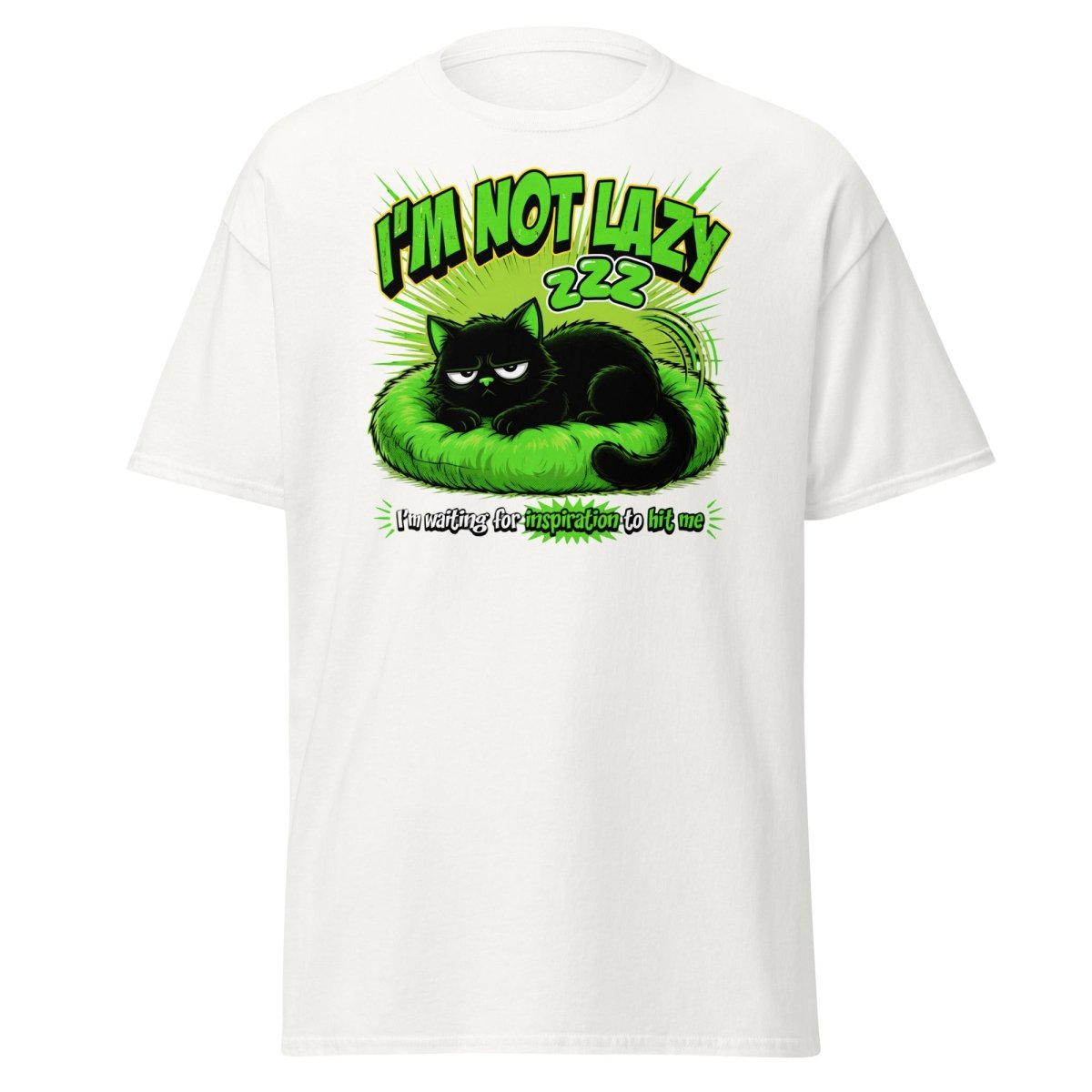 I'm Not Lazy Cat T-Shirt - Funny Lazy Inspiration Tee - White - TeeRipple
