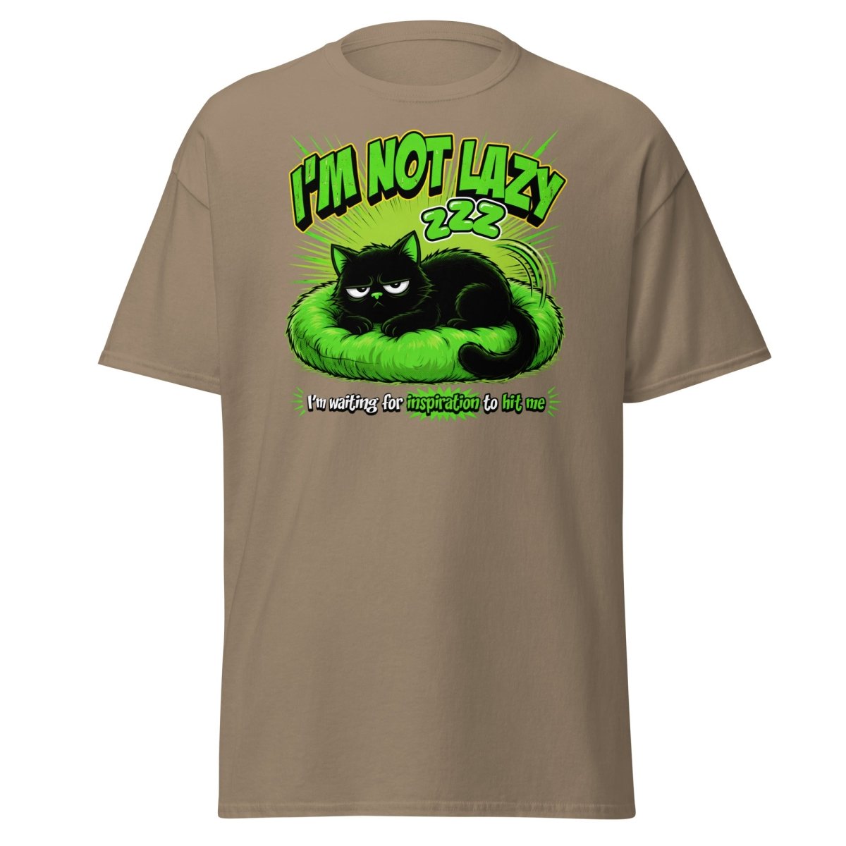 I'm Not Lazy Cat T-Shirt - Funny Lazy Inspiration Tee - Brown Savana - TeeRipple