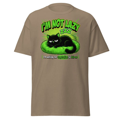 I'm Not Lazy Cat T-Shirt - Funny Lazy Inspiration Tee - Brown Savana - TeeRipple