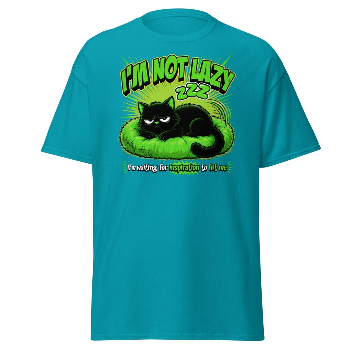 I'm Not Lazy Cat T-Shirt - Funny Lazy Inspiration Tee - Tropical Blue - TeeRipple