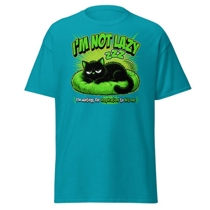 I'm Not Lazy Cat T-Shirt - Funny Lazy Inspiration Tee - Tropical Blue - TeeRipple