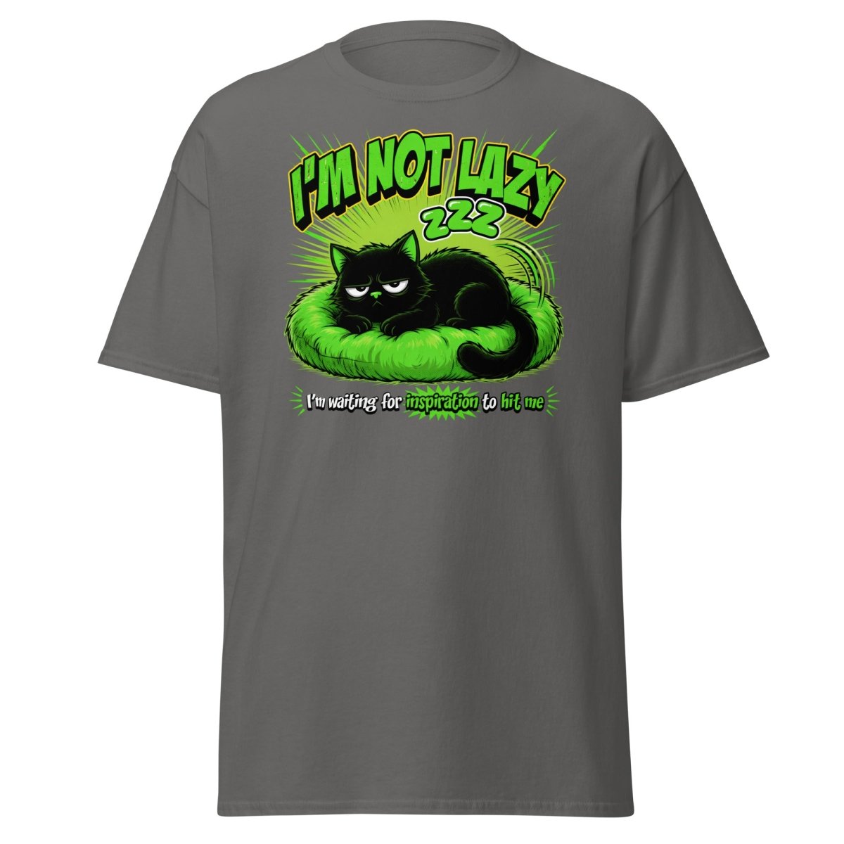 I'm Not Lazy Cat T-Shirt - Funny Lazy Inspiration Tee - Charcoal - TeeRipple