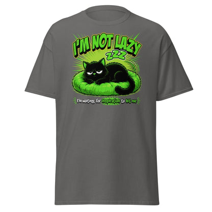 I'm Not Lazy Cat T-Shirt - Funny Lazy Inspiration Tee - Charcoal - TeeRipple