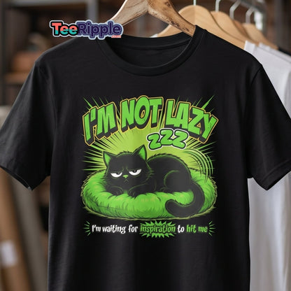 I'm Not Lazy Cat T-Shirt - Funny Lazy Inspiration Tee - Maroon - TeeRipple