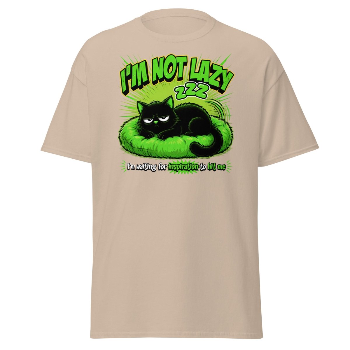 I'm Not Lazy Cat T-Shirt - Funny Lazy Inspiration Tee - Sand - TeeRipple