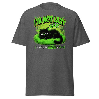 I'm Not Lazy Cat T-Shirt - Funny Lazy Inspiration Tee - Dark Heather - TeeRipple