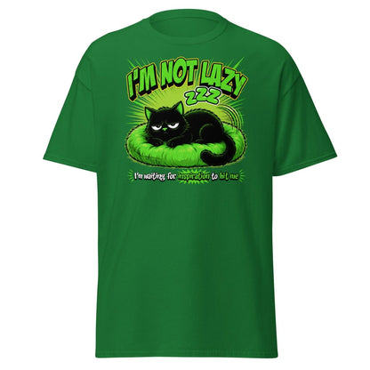 I'm Not Lazy Cat T-Shirt - Funny Lazy Inspiration Tee - Turf Green - TeeRipple
