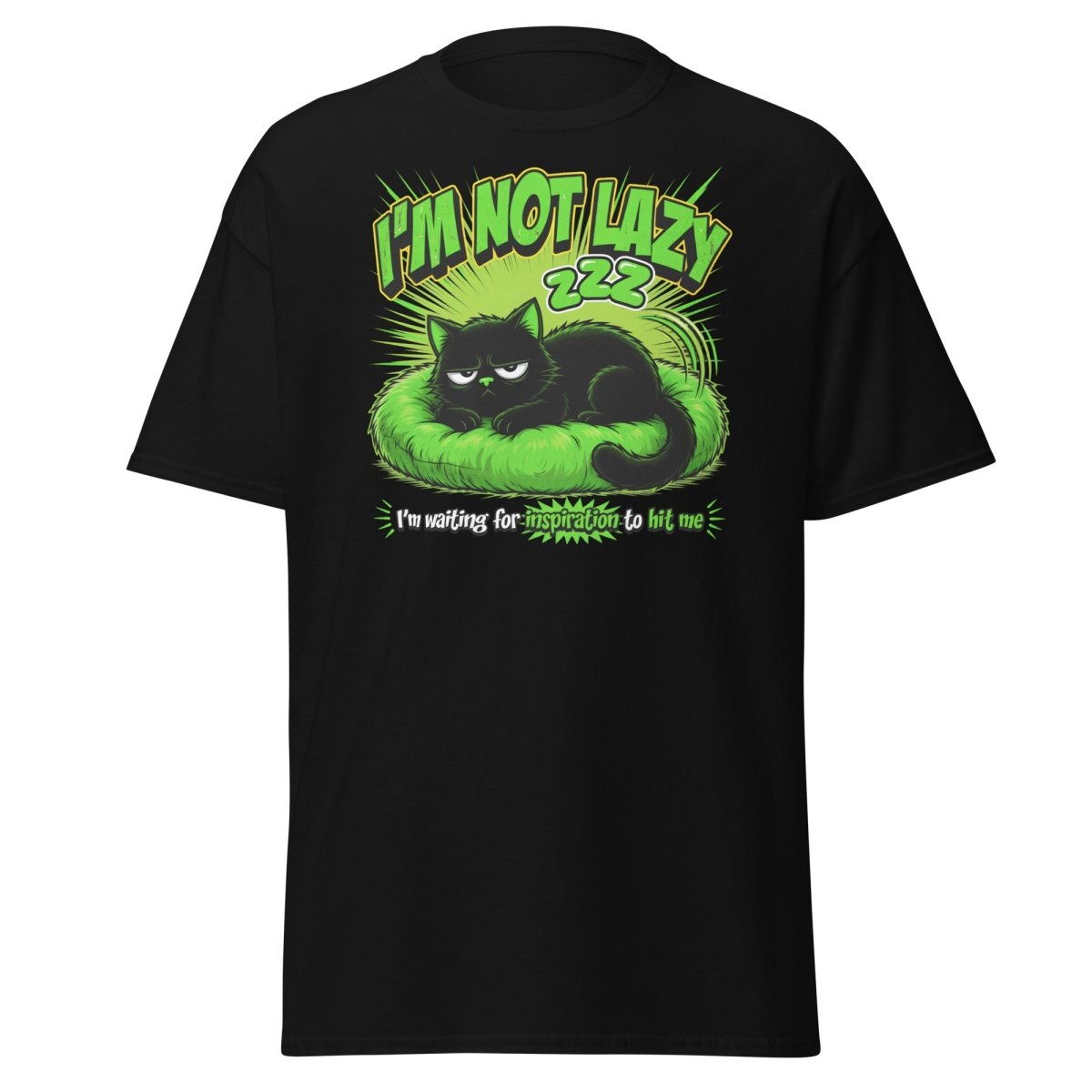 I'm Not Lazy Cat T-Shirt - Funny Lazy Inspiration Tee - Black - TeeRipple