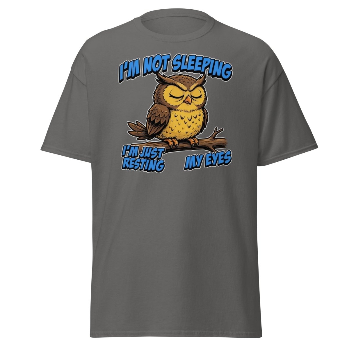 I'm Not Sleeping Owl T-Shirt – Funny Resting My Eyes Tee - Charcoal - TeeRipple