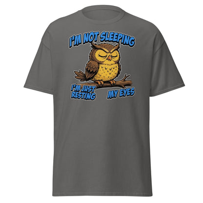 I'm Not Sleeping Owl T-Shirt – Funny Resting My Eyes Tee - Charcoal - TeeRipple