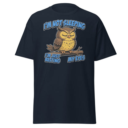 I'm Not Sleeping Owl T-Shirt – Funny Resting My Eyes Tee - Navy - TeeRipple