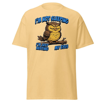 I'm Not Sleeping Owl T-Shirt – Funny Resting My Eyes Tee - Yellow Haze - TeeRipple