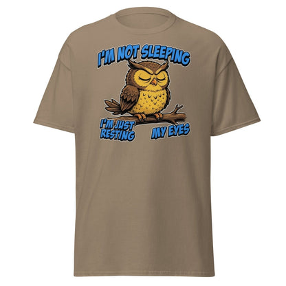I'm Not Sleeping Owl T-Shirt – Funny Resting My Eyes Tee - Brown Savana - TeeRipple