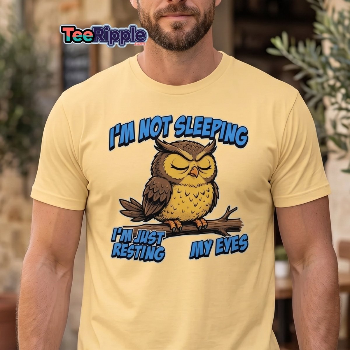 I'm Not Sleeping Owl T-Shirt – Funny Resting My Eyes Tee - Maroon - TeeRipple