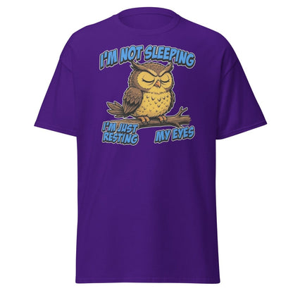 I'm Not Sleeping Owl T-Shirt – Funny Resting My Eyes Tee - Purple - TeeRipple