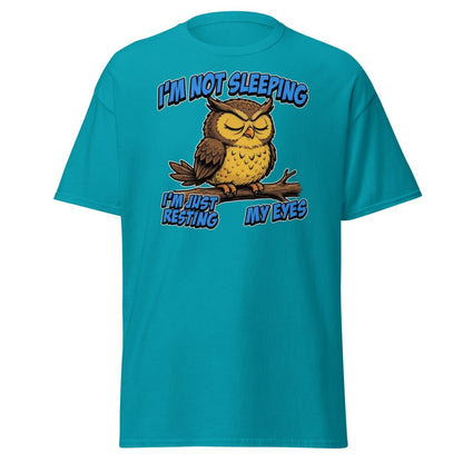 I'm Not Sleeping Owl T-Shirt – Funny Resting My Eyes Tee - Tropical Blue - TeeRipple