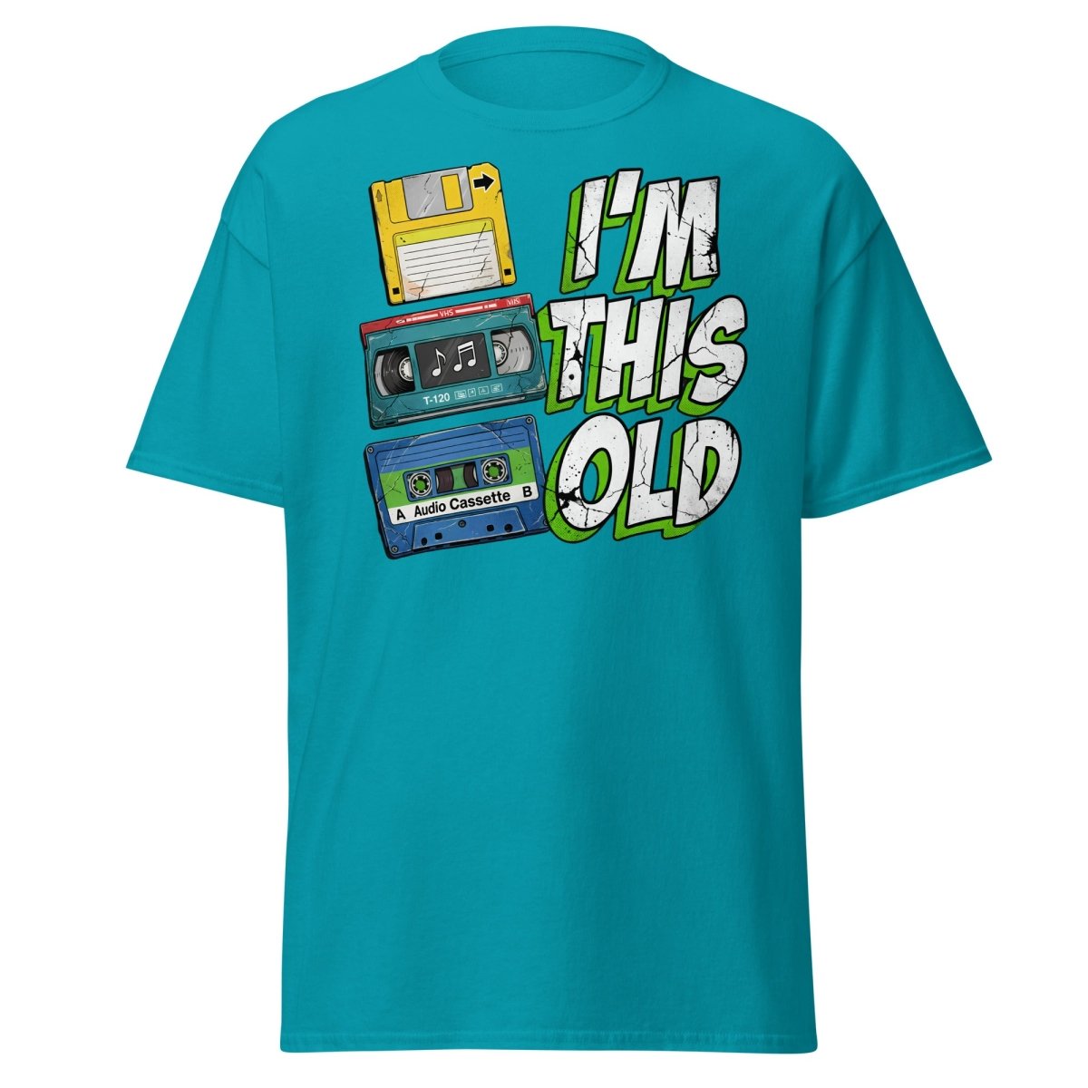 I'm This Old Retro Tech T-Shirt - 80s 90s Vintage Tee - Tropical Blue - TeeRipple