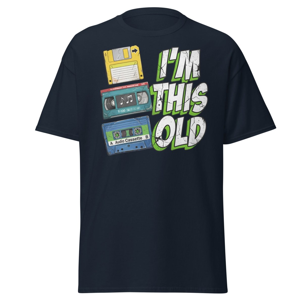 I'm This Old Retro Tech T-Shirt - 80s 90s Vintage Tee - Navy - TeeRipple