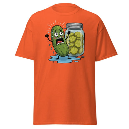 In a Pickle Funny T-Shirt – Panicked Pickle Cartoon Tee - Orange - TeeRipple