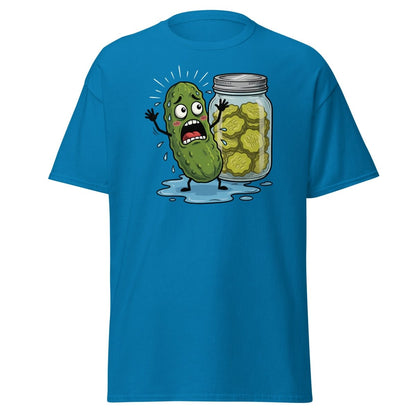 In a Pickle Funny T-Shirt – Panicked Pickle Cartoon Tee - Sapphire - TeeRipple