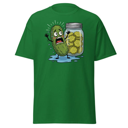 In a Pickle Funny T-Shirt – Panicked Pickle Cartoon Tee - Turf Green - TeeRipple