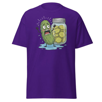In a Pickle Funny T-Shirt – Panicked Pickle Cartoon Tee - Purple - TeeRipple
