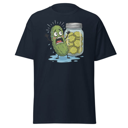 In a Pickle Funny T-Shirt – Panicked Pickle Cartoon Tee - Navy - TeeRipple