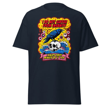 Insanity Raven Skull T-Shirt | Funny Poe Quote Tee - Navy - TeeRipple