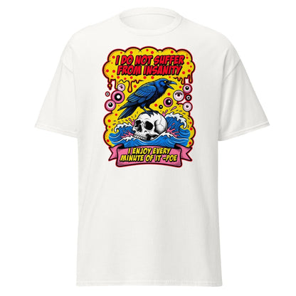 Insanity Raven Skull T-Shirt | Funny Poe Quote Tee - White - TeeRipple