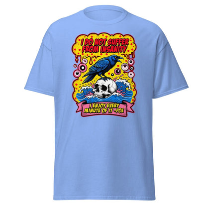Insanity Raven Skull T-Shirt | Funny Poe Quote Tee - Carolina Blue - TeeRipple