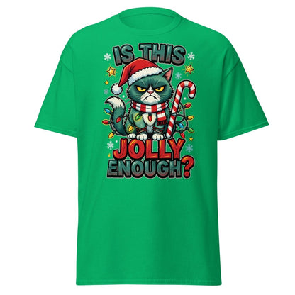 Is This Jolly Enough? Grumpy Cat Christmas T-Shirt - Irish Green - TeeRipple
