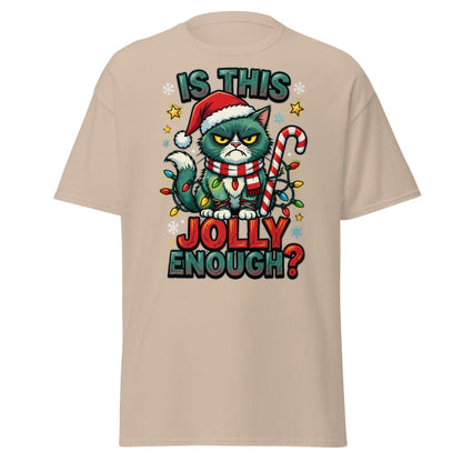 Is This Jolly Enough? Grumpy Cat Christmas T-Shirt - Sand - TeeRipple