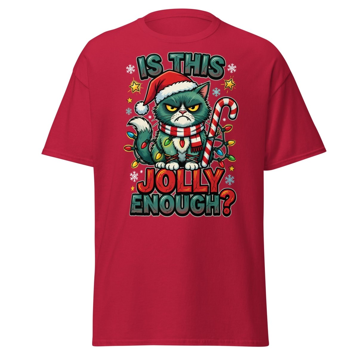 Is This Jolly Enough? Grumpy Cat Christmas T-Shirt - Cardinal - TeeRipple