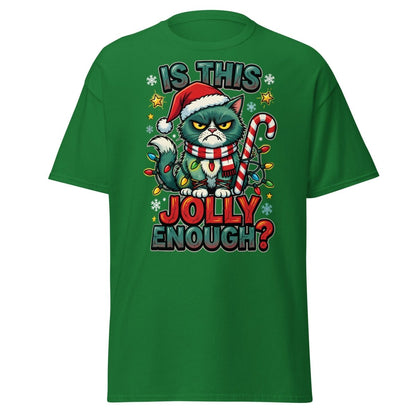 Is This Jolly Enough? Grumpy Cat Christmas T-Shirt - Turf Green - TeeRipple