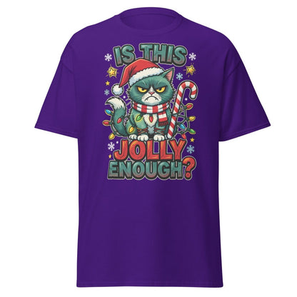 Is This Jolly Enough? Grumpy Cat Christmas T-Shirt - Purple - TeeRipple